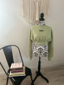 Bluza krótka limonkowa pikowana